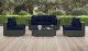 Sojourn 5 Piece Outdoor Patio Sunbrella Sectional Set with Table in Canvas Navy