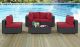 Sojourn 5 Piece Outdoor Patio Sunbrella Sectional Set with Table in Canvas Red