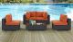 Sojourn 5 Piece Outdoor Patio Sunbrella Sectional Set with Table in Canvas Tuscan