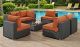 Sojourn 7 Piece Outdoor Patio Sunbrella Sectional Set in Canvas Tuscan