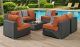 Sojourn 7 Piece Outdoor Patio Sunbrella Sectional Set with Pillow in Canvas Tuscan