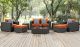 Sojourn 8 Piece Outdoor Patio Sunbrella Sectional Set in Canvas Tuscan