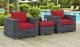 Summon 3 Piece Outdoor Patio Sunbrella Sectional Set in Canvas Red