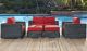 Summon 5 Piece Outdoor Patio Sunbrella Sectional Set in Canvas Red