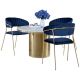 Kurgan Round Dining Room Set with Milton Chair in White-Gold/Navy