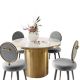 Kurgan Round Dining Room Set with Ely Chair in White-Gold/Light Grey