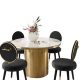 Kurgan Round Dining Room Set with Ely Chair in White-Gold/Black