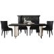 Plymouth Rectangle Dining Room Set with Albans Chair in Black Gold/Grey