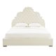 Engels Modern Upholstered Velvet Bed in Cream