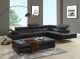 Brent Modern L-Shaped Leather Sectional Sofa in Black