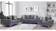 U98 Modern Fabric Living Room Set in Grey Velvet