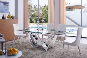 2061 Table & 6138 Chair White Dining Set