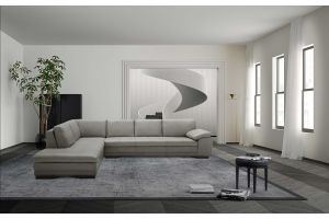 Angelo Italian Leather Sectional Sofa in Grey