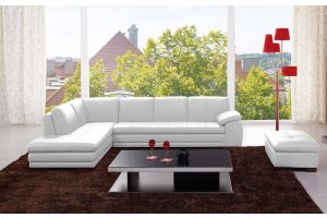 Angelo Italian Leather Sectional Sofa in White