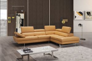 A761 Italian Leather Sectional Sofa in Freesia
