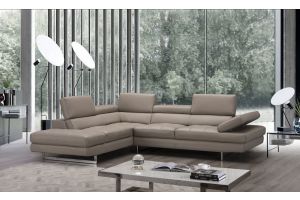 A761 Italian Leather Sectional Sofa in Slate Peanut