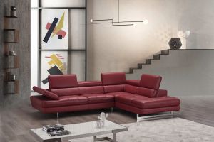 A761 Italian Leather Sectional Sofa in Red