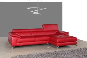 A973B Premium Leather Mini Sectional Sofa in Red