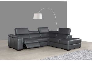 Agata Premium Leather Sectional Sofa in Grey