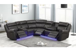 Aviator Modern Leather Sectional Sofa in Gray
