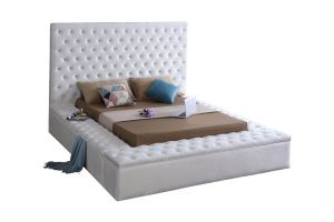 Bliss Platform Velvet Bed in White