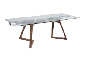 Class Modern Dining Table in Clear & Walnut