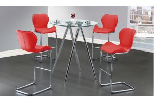 D1503BT Dining Room Set in Red & Chrome