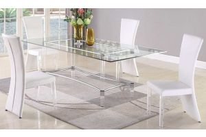 Dubon Casual Dining Room Set in Clear & White