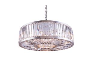 Field Contemporary 10 Lights Pendent Lamp Crystal Chandelier in Polished Nickel Finish
