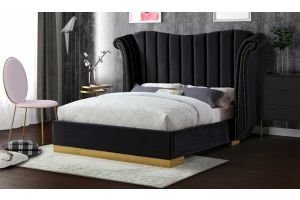 Flora Contemporary Velvet Bed in Black
