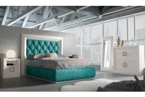 Glenvar Modern Bedroom Set in White & Blue