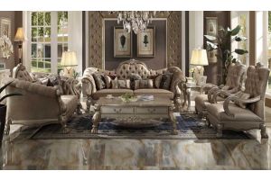 Hesse Traditional Living Room Set in Gold Patina