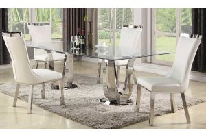 Houghton Casual Dining Room Set in Clear & White