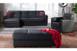 Istikbal Elegant Convertible Sectional Sofa in Santa Glory Black