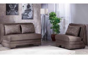 Istikbal Twist Convertible Living Room Set in Astoral Light Brown