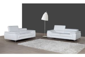 J&M A973 Premium Leather Living Room Set in White