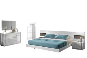 J&M Amora Premium Bedroom Set in White Lacquer