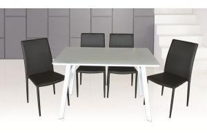 J&M B24 Table & DC-13 Chair Dining Set in White & Black