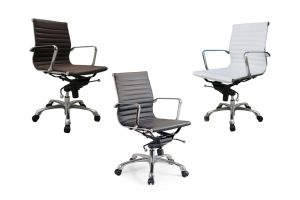 J&M Comfy Low Back Office Chair in Black, Brown & White