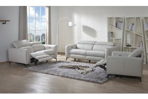 J&M Lorenzo Motion Living Room Set in Light Grey