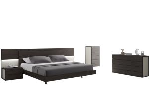 J&M Maia Premium Bedroom Set in Light Grey & Wenge