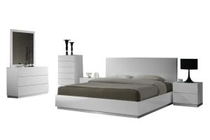 J&M Naples Modern Bedroom Set in White - Front View