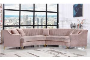 Jackson 2 Piece Velvet Sectional Sofa in Pink & Gold
