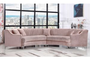 Jackson 2 Piece Velvet Sectional Sofa in Pink & Silver
