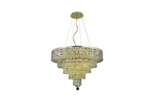 Kalb Contemporary 14 Lights Hanging Fixture Chandelier in Gold Finish