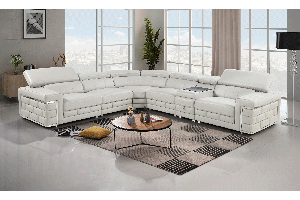 378 Leather Sectional Sofa in Light Grey