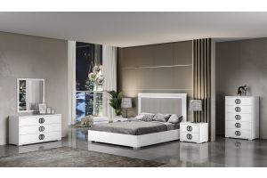 Luxuria Premium Bedroom Set in White Lacquer