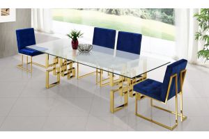 Meridian 714 Pierre Dining Room Set in Rich Gold & Navy