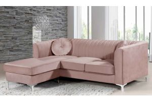 Meridian 660 Eliana Velvet Reversible Sectional Sofa in Pink