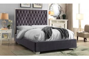 Meridian Lexi Bed in Grey Velvet